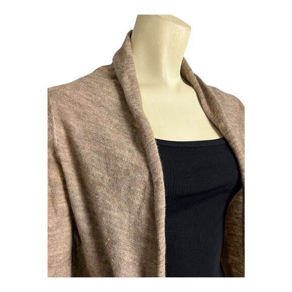 Banana Republic Italian Yarn Cardigan Sweater Tan Open front Alpaca Wool M - Picture 3 of 9